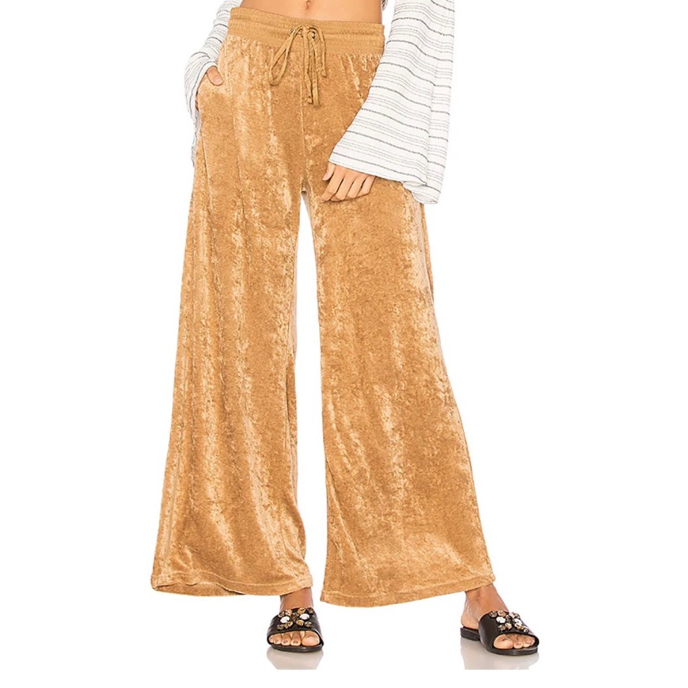 FREE PEOPLE Wide Leg Velour Crushed Velvet Pants - Picture 2 of 6